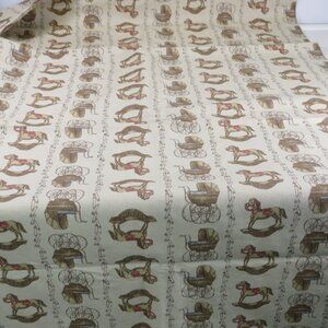 Baby Tan & Brown Fabric 2 yards 44" wide; Cotton Polyester; Rocking Horse, Pram